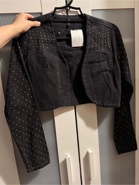 BONGO Black Studded Cropped Jacket - Size S